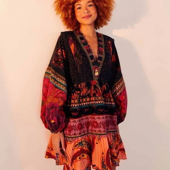 FARM RIO Mixed Patchwork Mini Dress (NWT) - Picture 4 of 14